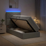 Letto con contenitore LED e materasso Grigio Chiaro 90 x 190 cm 3459975