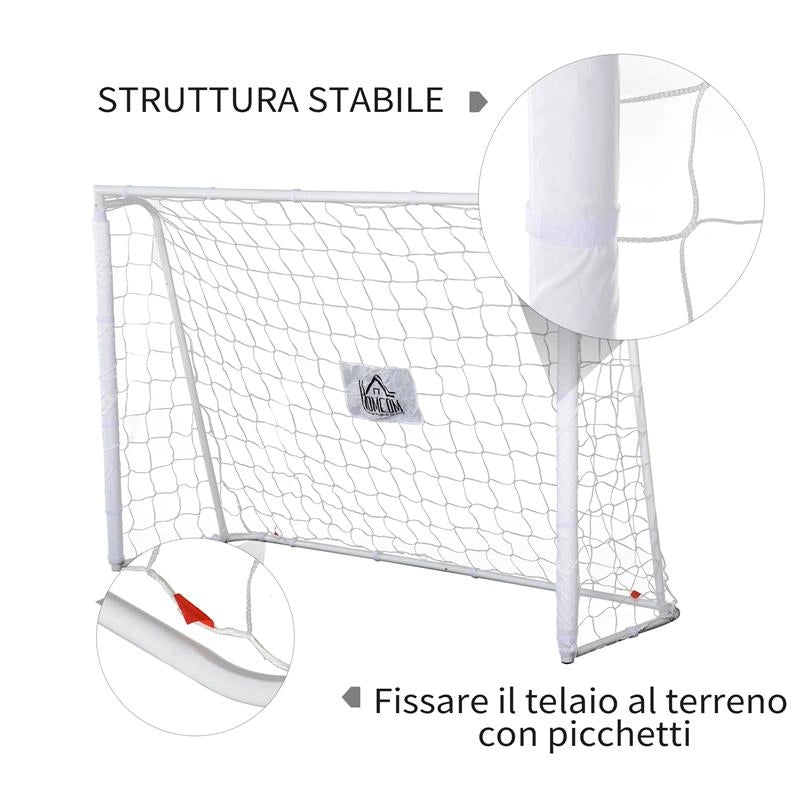 PORTA DA CALCIO PER ADULTI E BAMBINI RETE CON BERSAGLIO E PALI IN TESSUTO OXFORD 186X62X123 CM BIANCO