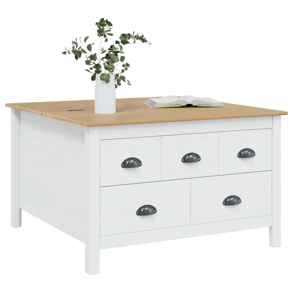 Tavolino da salotto Bianco e marrone miele 79,5 x 79,5 x 49 cm
