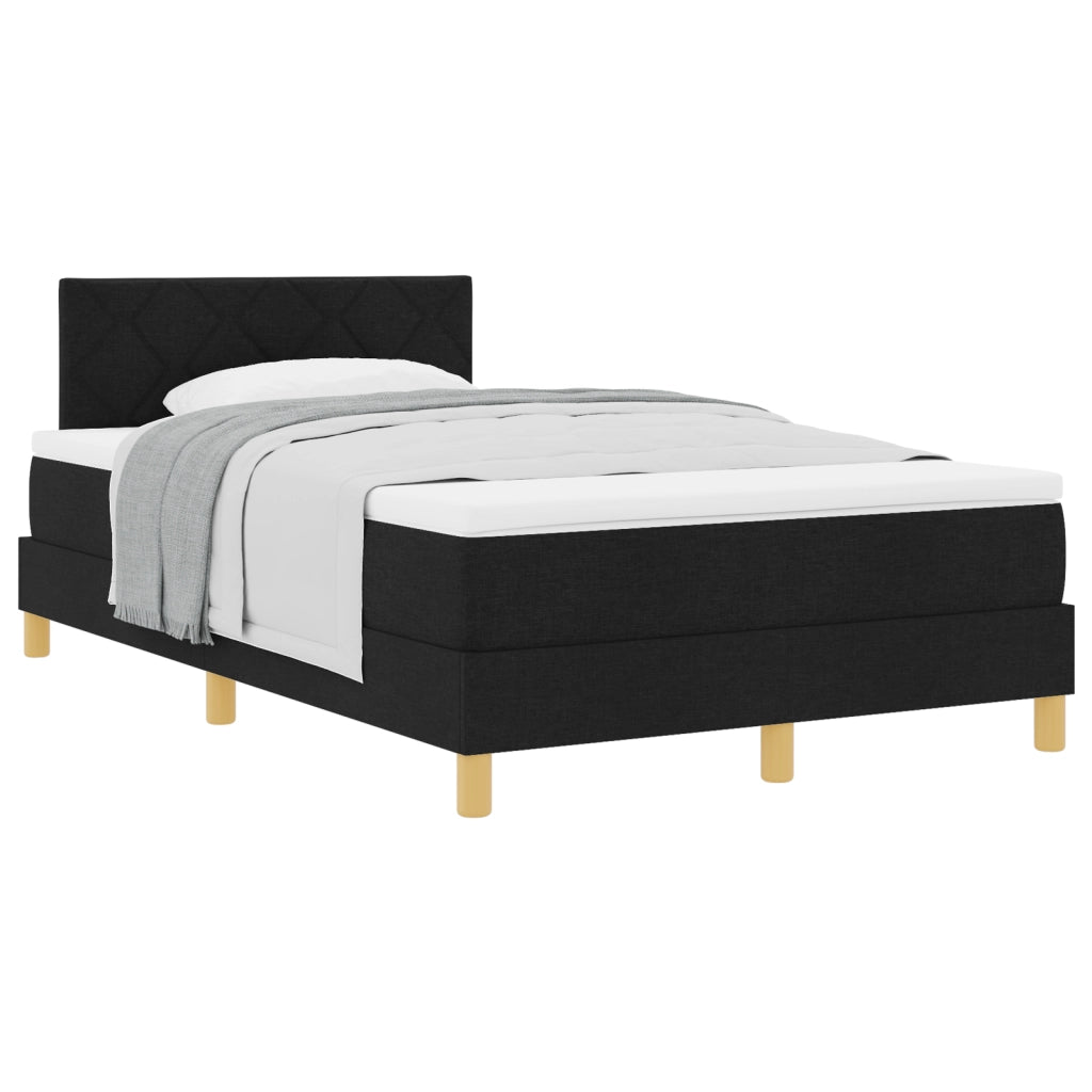 Letto con Box Spring e Materasso Nero 120x200 cm in Tessuto