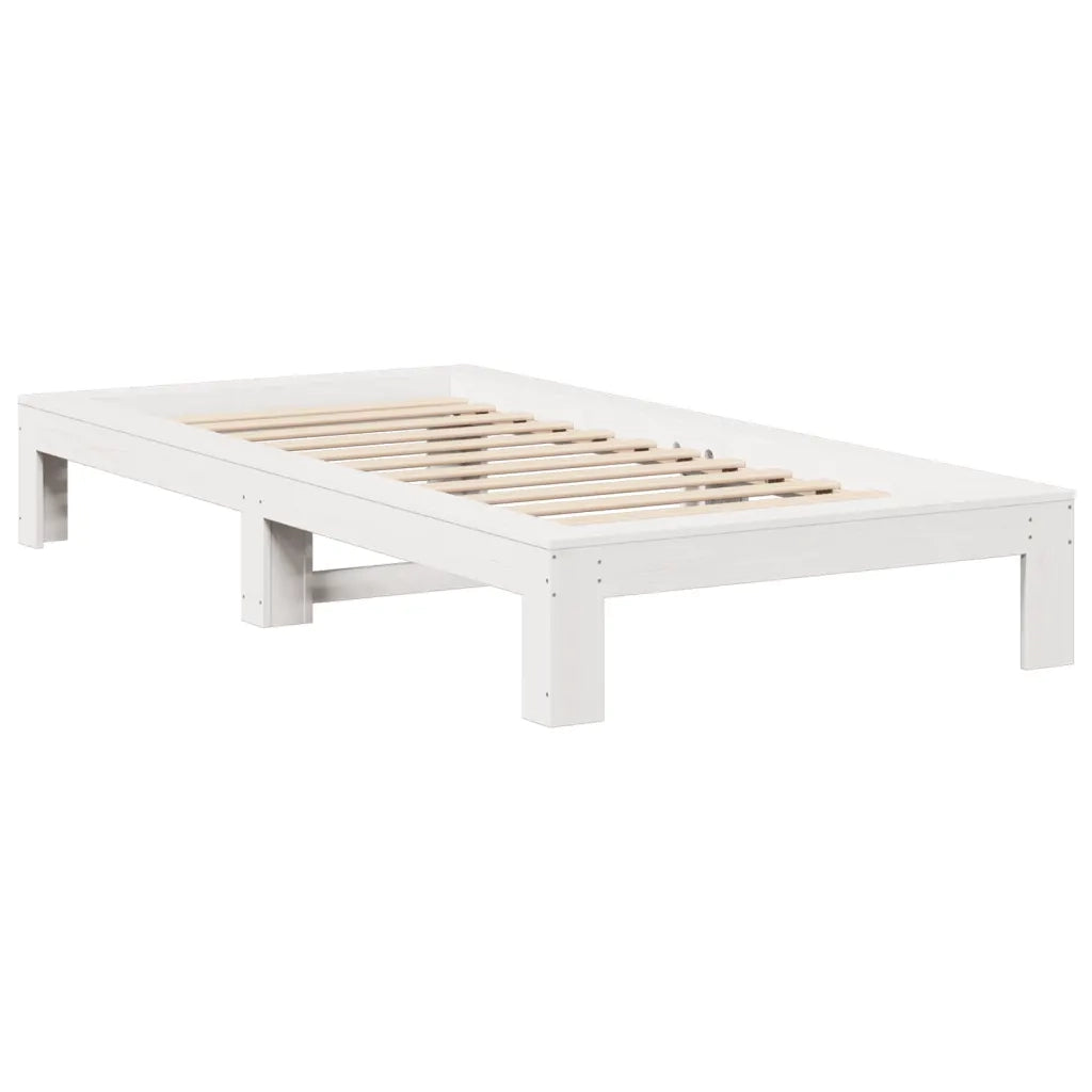 Letto senza Materasso-Struttura Letto Bianco 90x190 cm in Legno Massello Pino 305951