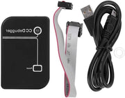 Debugger CC con cavo USB e sistema di connessione a 10 pin per scaricare programmi su chip simulati con simulatore di programmazione