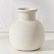 Vaso moderno in ceramica, 15 cm, decor bohemien in terracotta, decorazione rurale per accessori di arredamento, soggiorno, ingresso, matrimonio, superficie a grani, bianco.