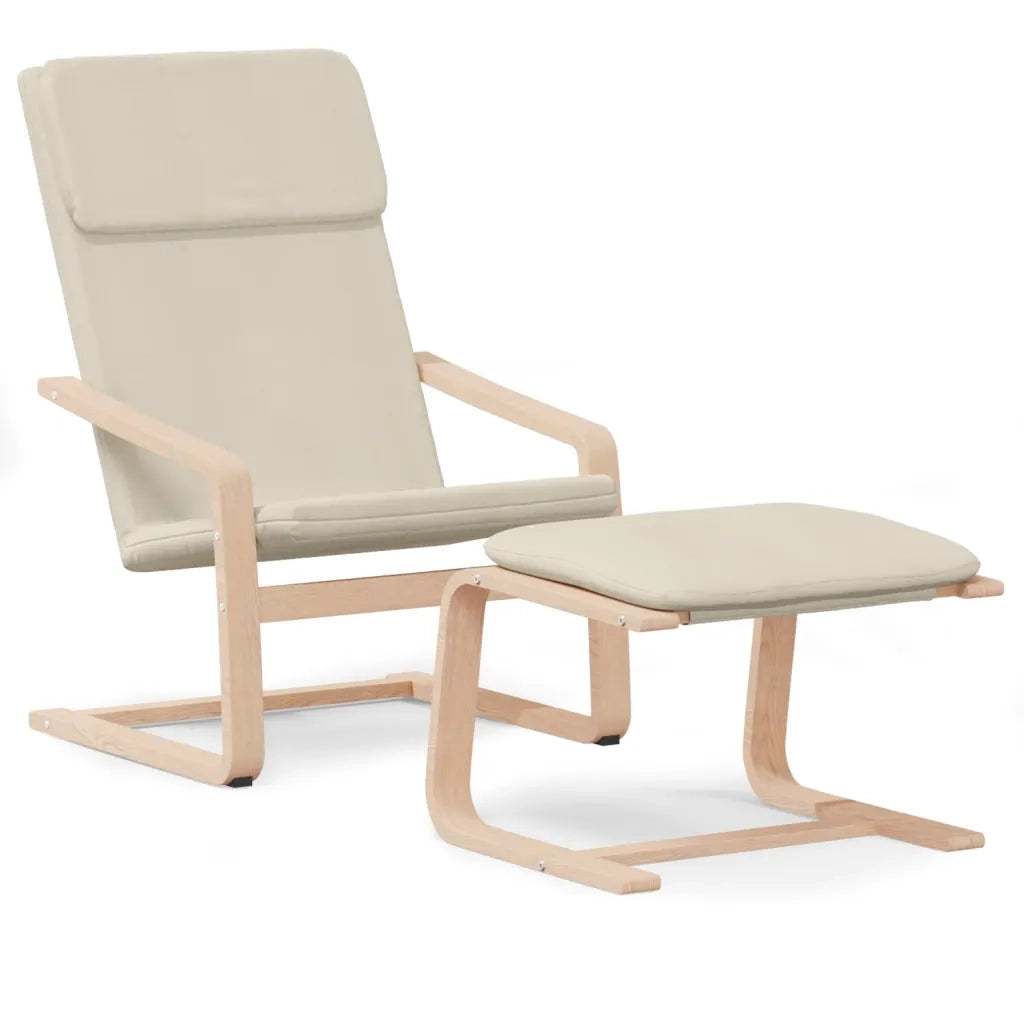 Divano Sedia-Poltrona Relax con Poggiapiedi Crema in Tessuto 954715