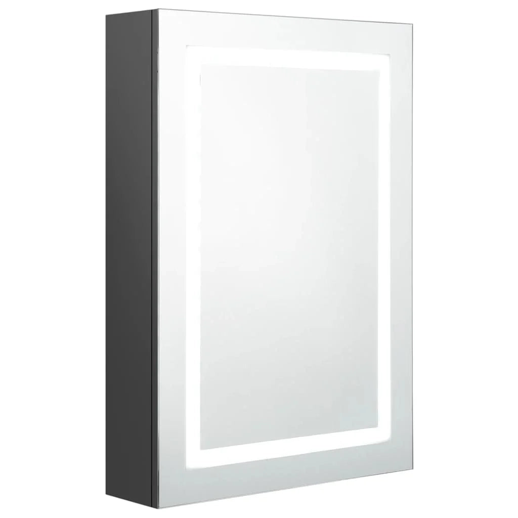 Mobiletto da bagno con specchio LED 50 x 13 x 70 cm grigio 02_0006595