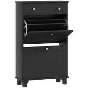 Scarpiera Slim con cassetti a ribalta e scaffale regolabile, 60 x 23,5 x 98,5 cm, nero