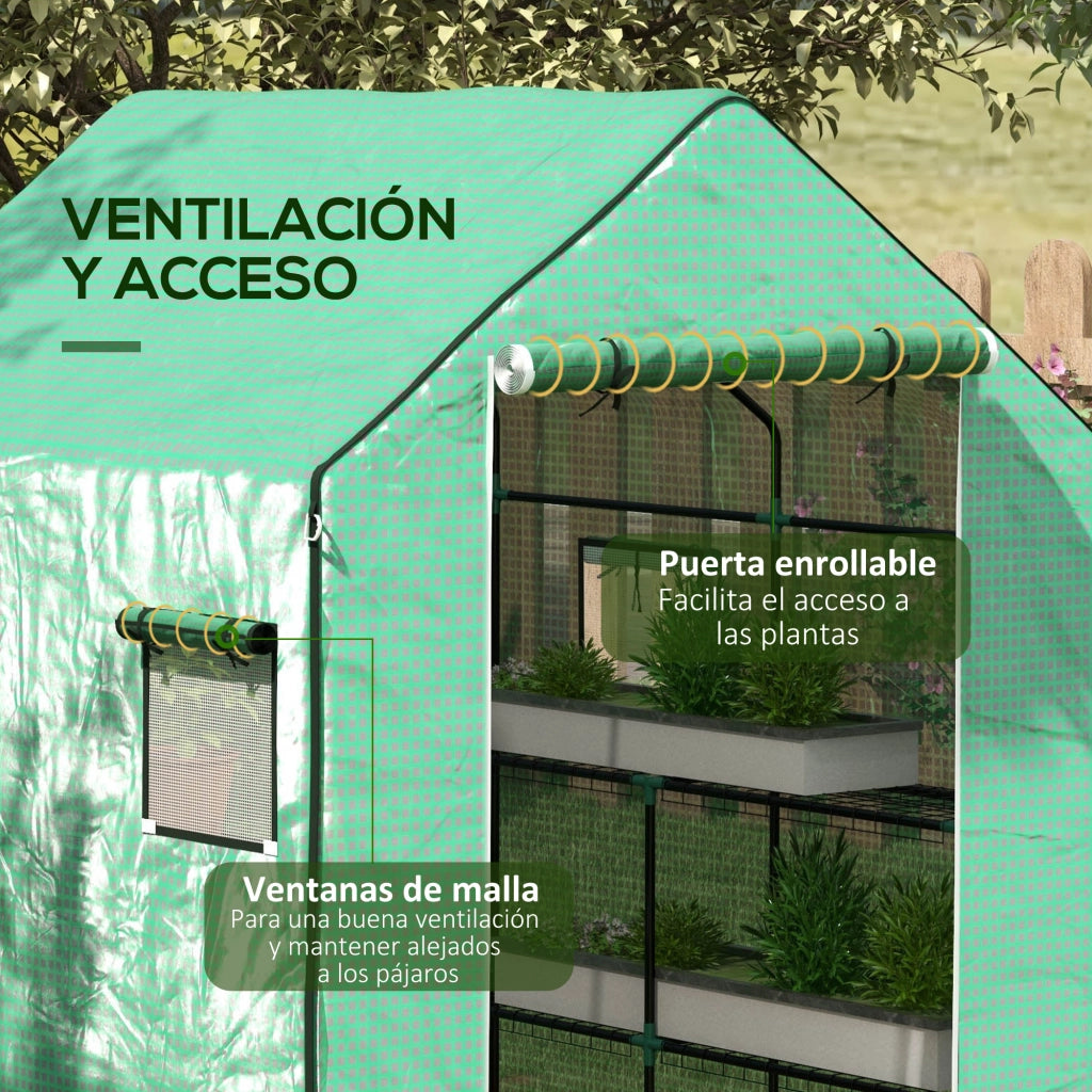 Copertura Serra Sostitutiva con Finestra e Porta ¨C Zephmum ¨C Verde 140x143x190 cm