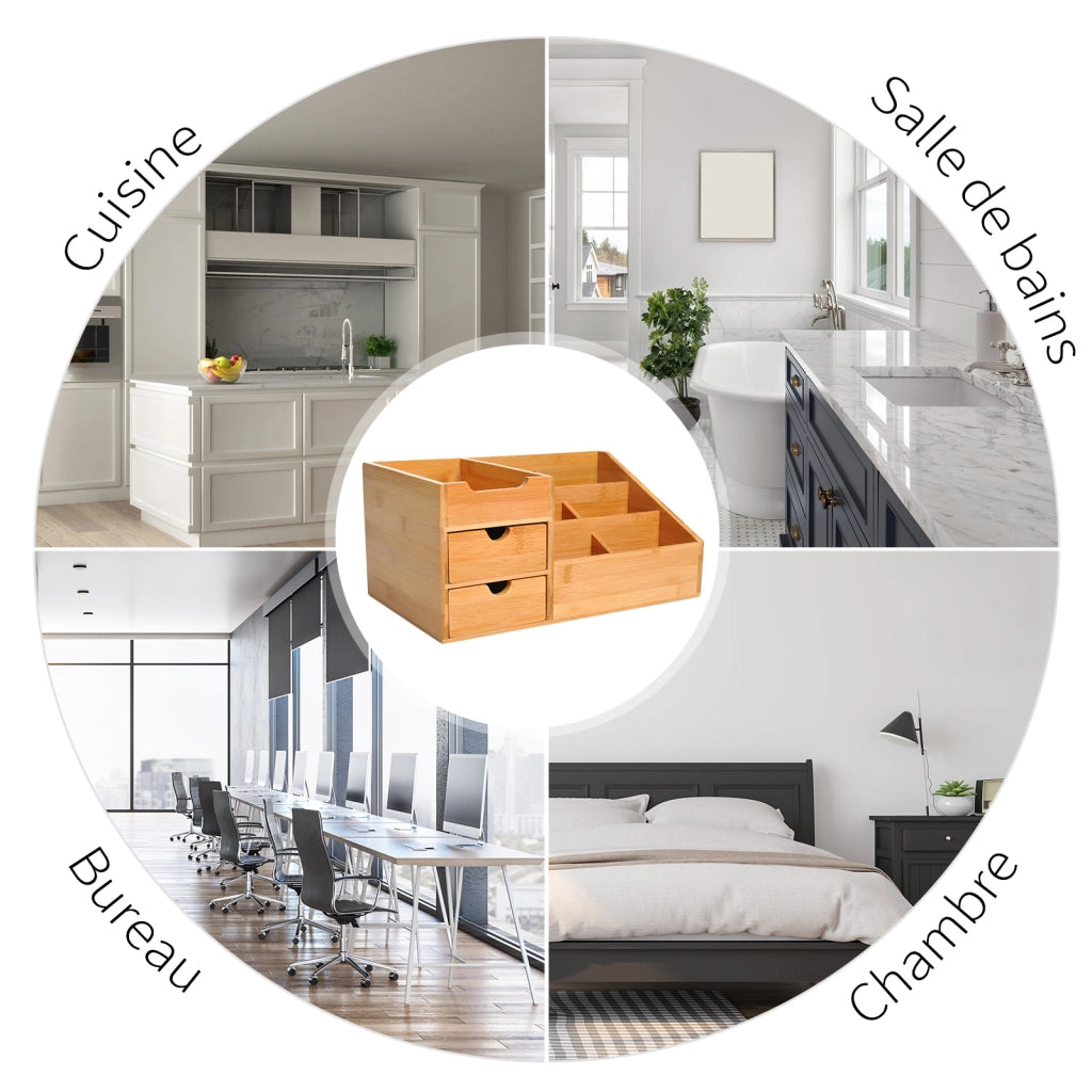 Organizer da Scrivania in Bamb¨´ ¨C Xylo ¨C 7 Compartimenti 2 Cassetti Verniciato