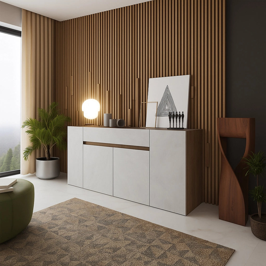 Madia Cirimido, Credenza un Cassetto, 170x40x85h cm Bianco