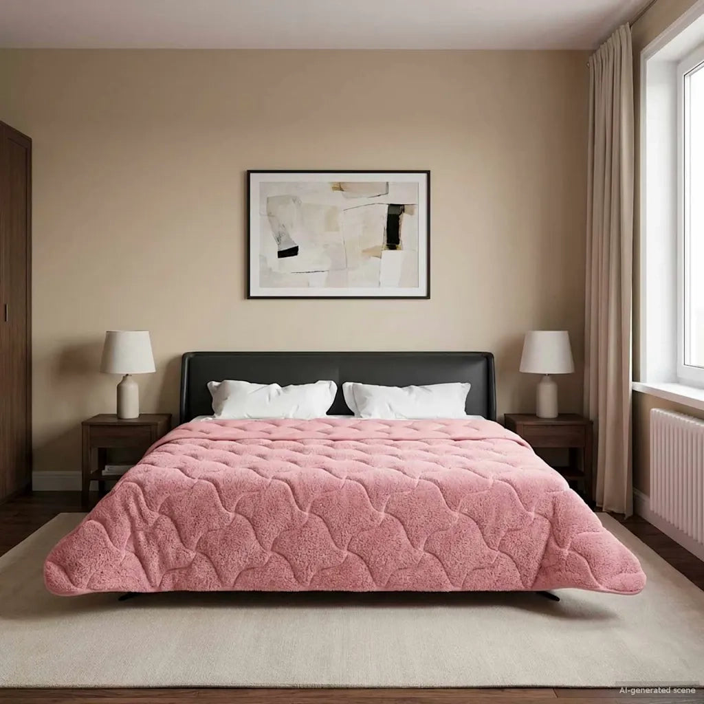 Piumone | Duvet Completo Annuale Trapuntato Rosa 220 x 260 cm