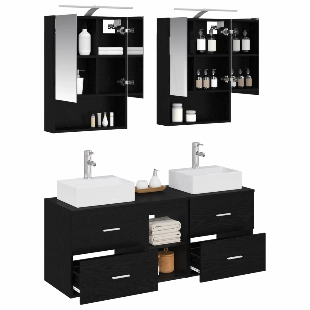 Set di mobili per il bagno 5 pcs Rovere Nero 3406800
