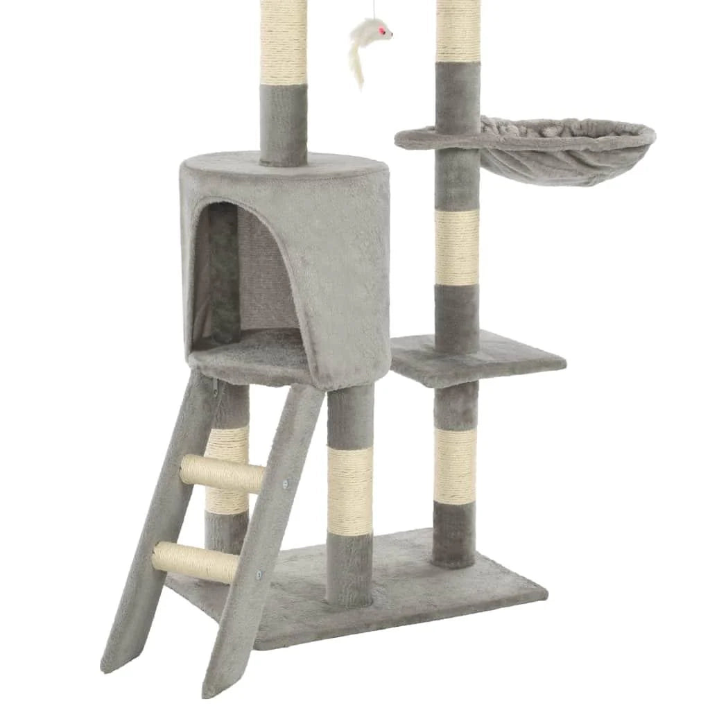 Tiragraffi albero per gatti cuccia per gatti giocattolo peluche sisal 138 cm grigio 3702036