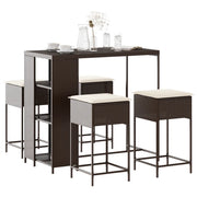 vidaXL Set Bar da Giardino 5 pz con Cuscini in Polyrattan Marrone