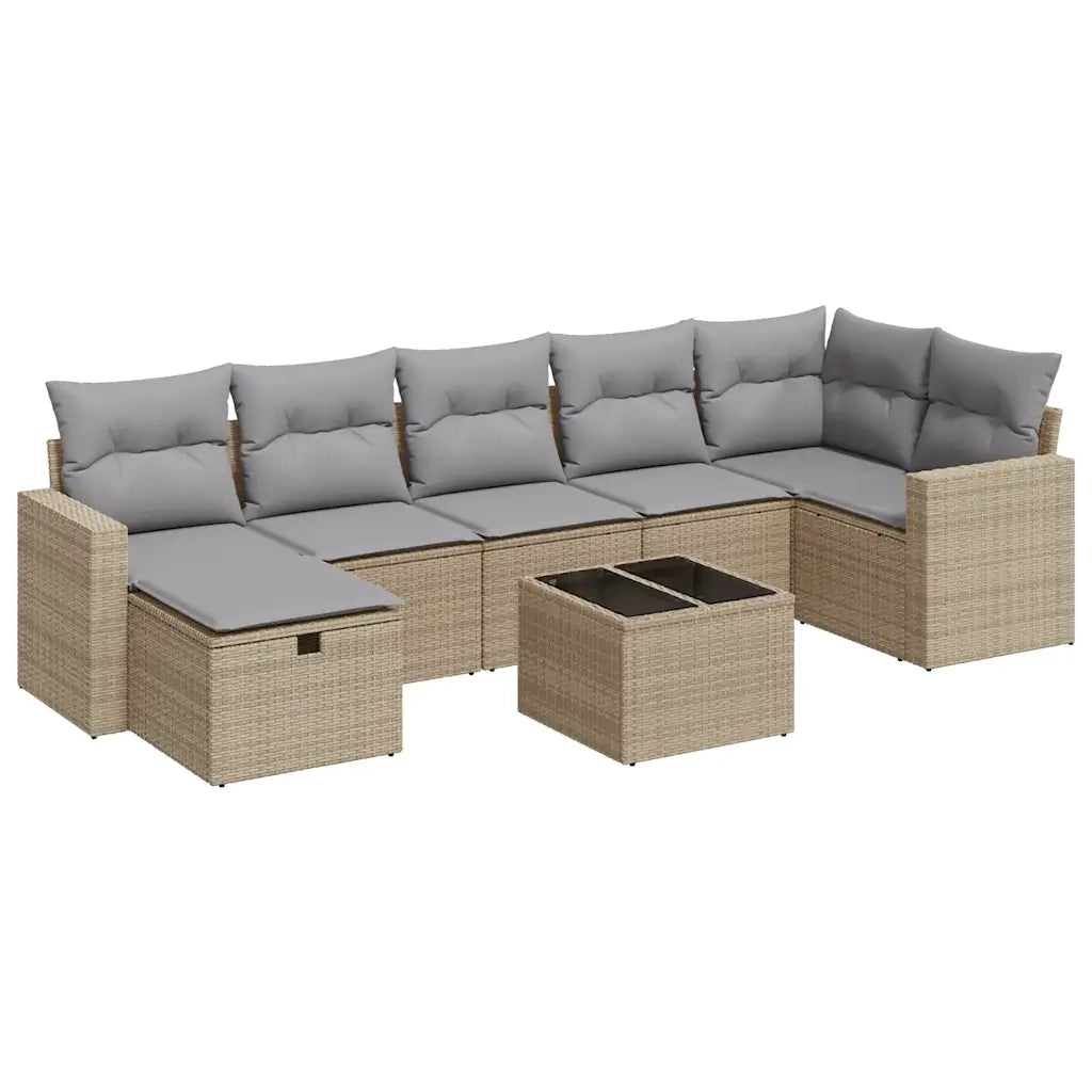 Set Divano da Giardino 8 pz con Cuscini Beige in Polyrattan 3325415