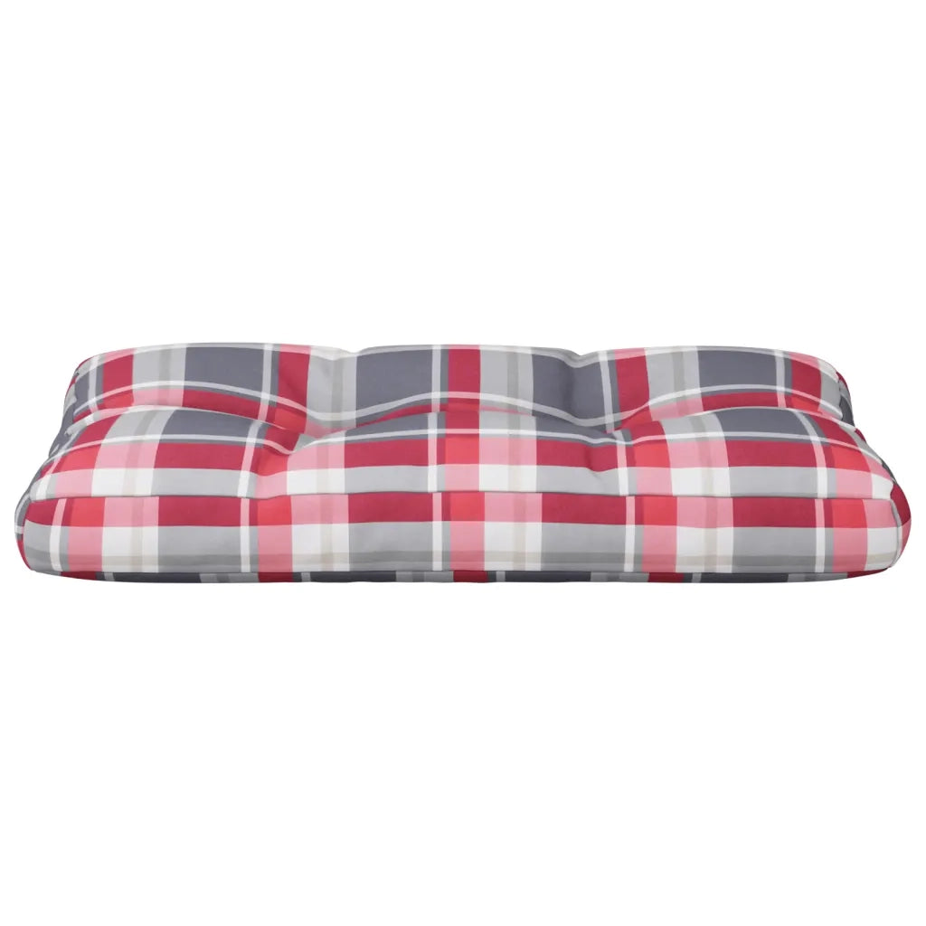 Cuscino per Pallet a Quadri Rossi 80x40x12 cm in Tessuto 360614