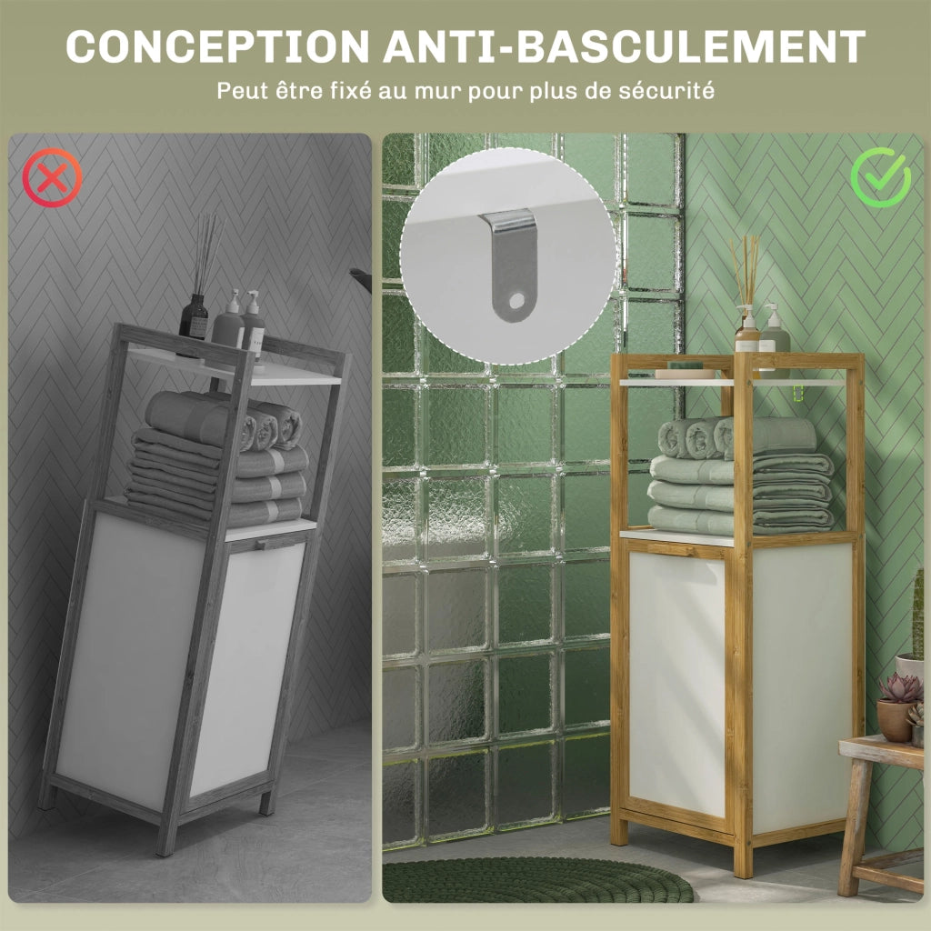 Mobiletto per bagno con cestello in bamb¨´ ¨C zephmum ¨C 40x30x86,5 cm