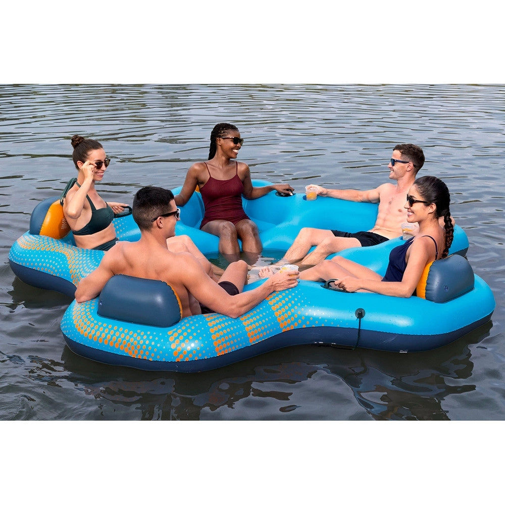 Trade Shop - Isola Gonfiabile Galleggiante 5 Adulti 300x287cm Con Schienali Portabevande Maniglie 43842 -