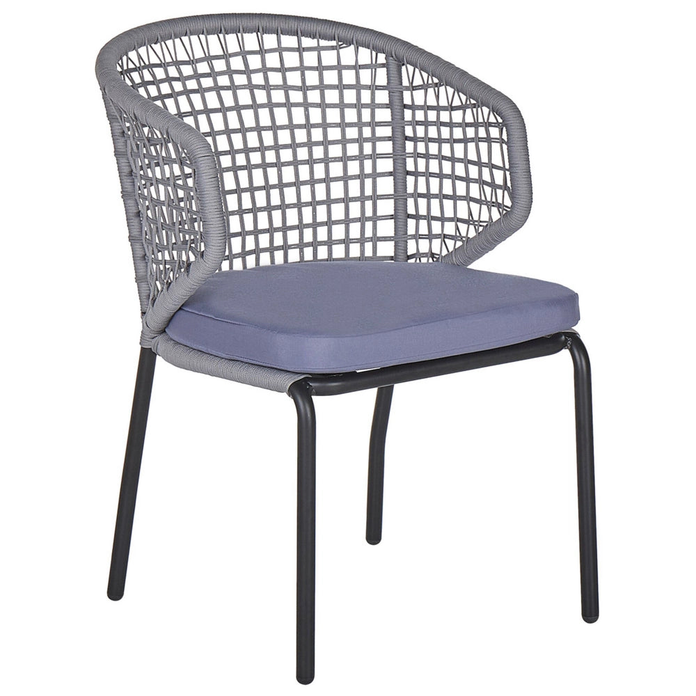 Set da bistrot grigio 2 sedie cuscini da seduta tavolo plastica piano in legno gambe in metallo Nero 3 pezzi set da giardino per esterni