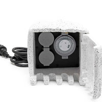 Presa multipla con timer, effetto pietra, Multipresa per esterno con 2 prese, protezione IP44