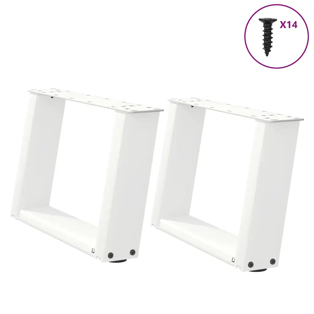 Gambe per Tavolino da CaffÃ¨ a Forma di U 2 pz Bianche 40x(30-31) cm Acciaio