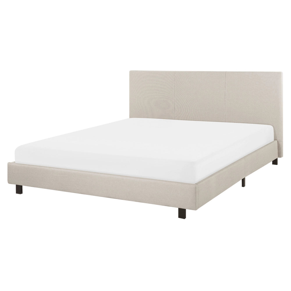 Letto a doghe Tessuto in poliestere beige imbottito 160 x 200 cm Design moderno