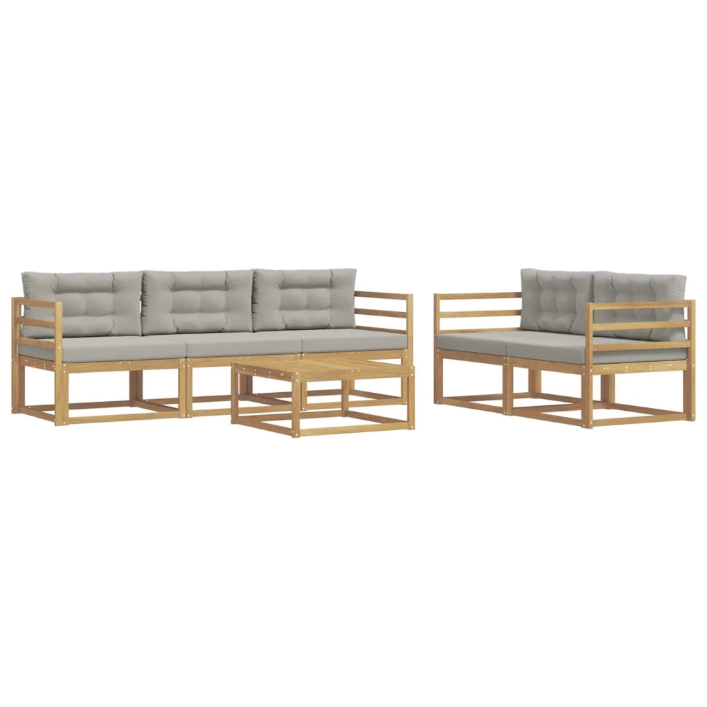 Set di divani da esterno 6 pz Bianco e Grigio Chiaro 3386045
