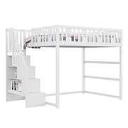 LETTO A CASTELLO 140x200 con scala, legno massello, bianco