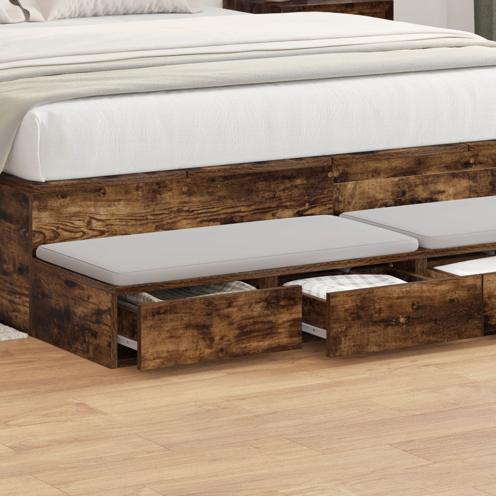 Cassetti per letto Rovere Affumicato 140x36,5x16,5 cm Legno ingegnerizzato