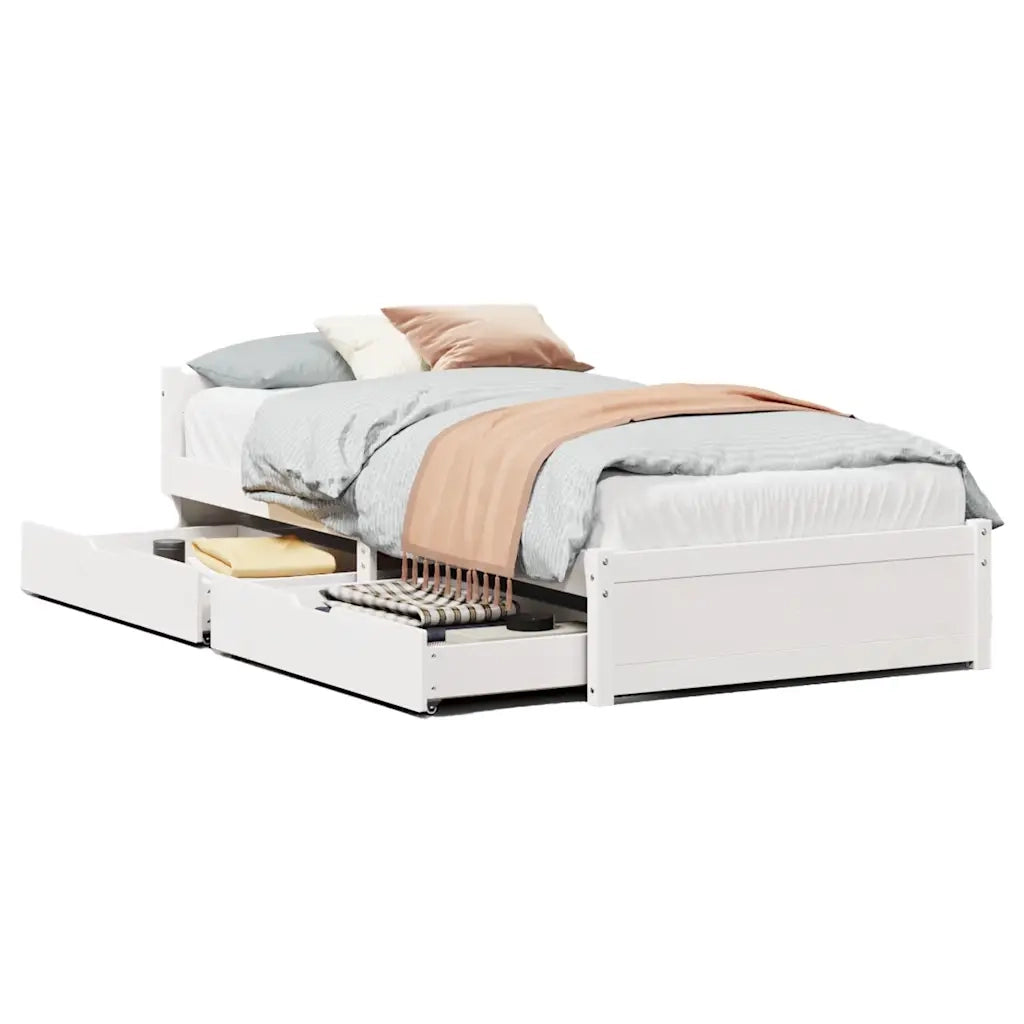 Letto senza Materasso Bianco 90x190 cm in Legno Massello Pino 3301675