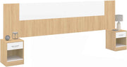 Cabecero SAPA para cama 140 y 160 CM con mesillas efecto madera y blanco