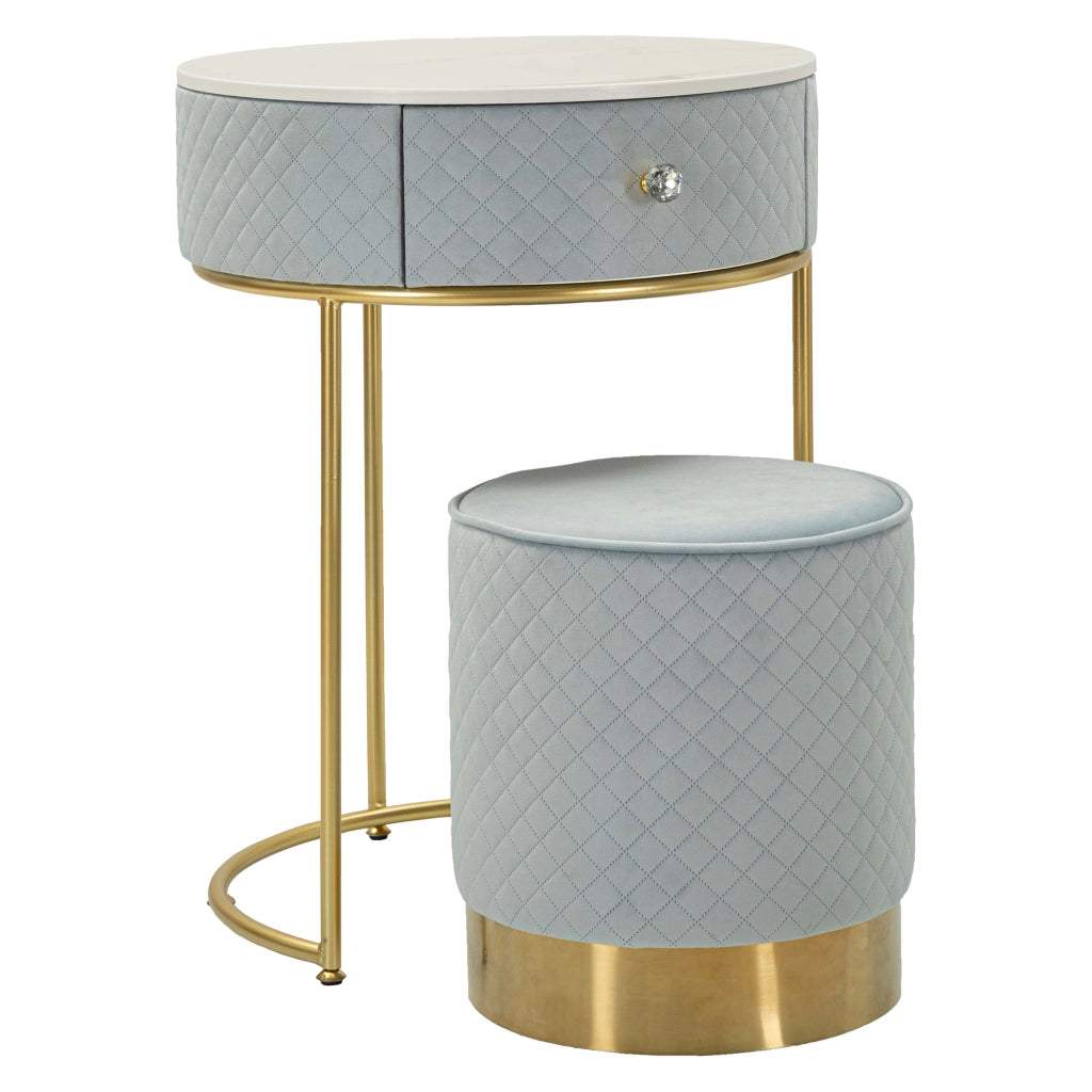 Mobile da Trucco Mbale, Toeletta un Cassetto, 52x52x70h cm Azzurro Celeste