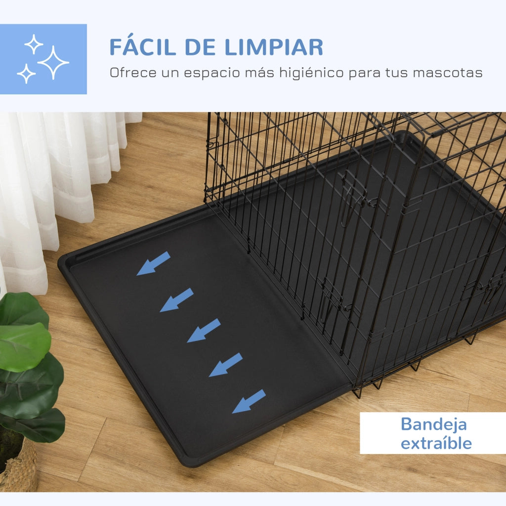 Gabbia per Cani Pieghevole ¨C zephmum ¨C Griglia Acciaio Nero 106x68x76 cm