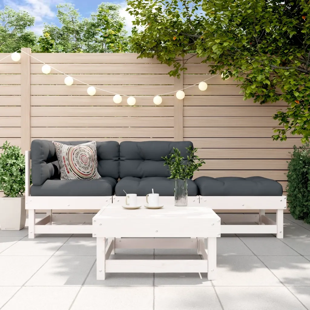 Set Salotto da Giardino 4 pz Bianco in Legno Massello di Pinocod mxl 93999