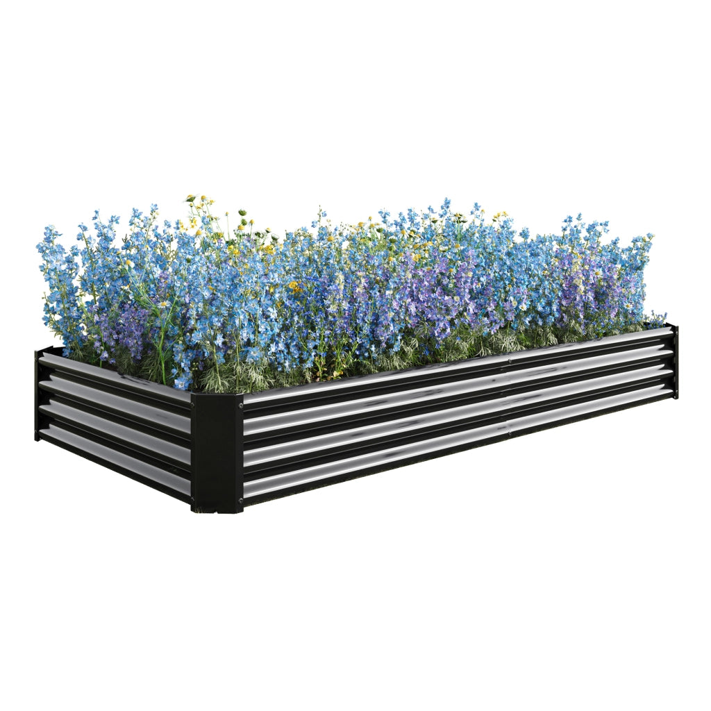 Fioriera rialzata in metallo 232 x 113,5 x 30 cm nera