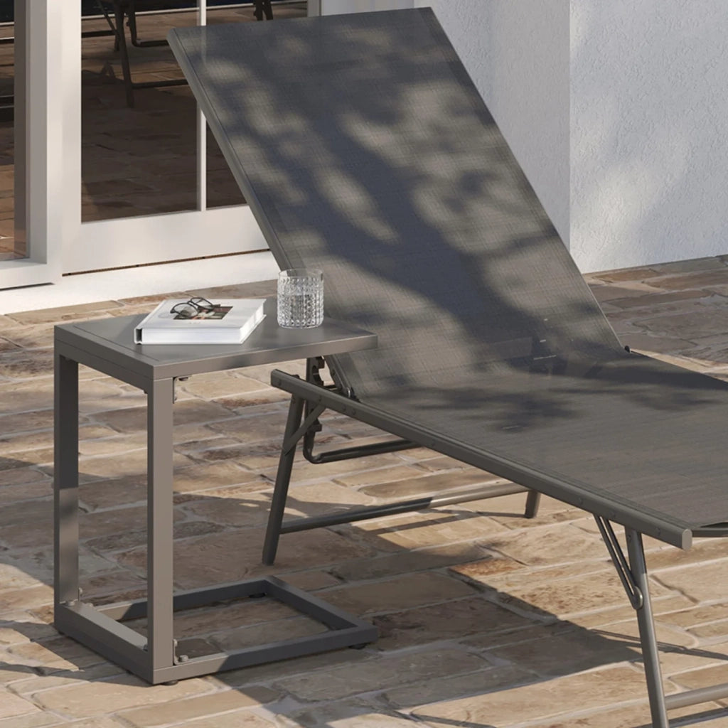 IDMarket - Set di 2 tavolini per sdraio e lettino PALMA, grigio antracite