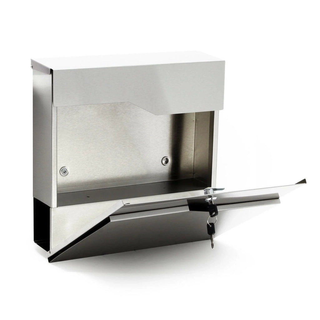 Cassetta postale di design in acciaio inox con scomparto per giornali cassetta postale in acciaio inox argento 16_0000094
