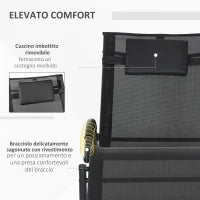 Sedia Sdraio a Dondolo Zero-Gravity da Esterno Impermeabile con Poggiatesta, 155x61x88 cm, Nero