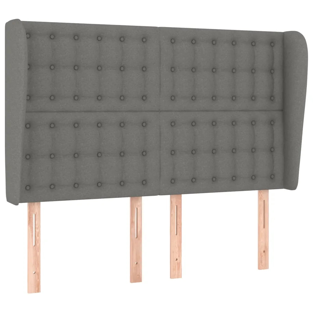 Testiera ad Orecchio-Testata con Orecchie GrigioScuro 147 x 23 x 118/128cm inTessuto 113123