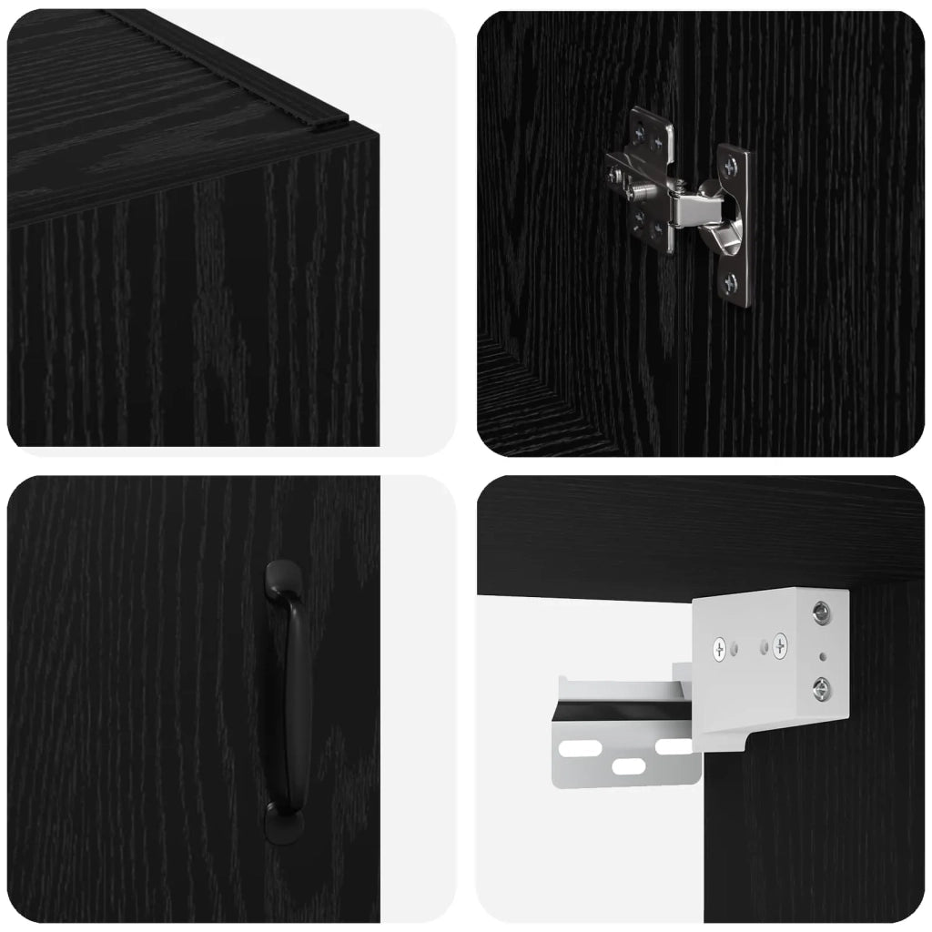 Mobiletto a muro 2 pcs Rovere Nero 69,5 x 34 x 90 cm 3394553