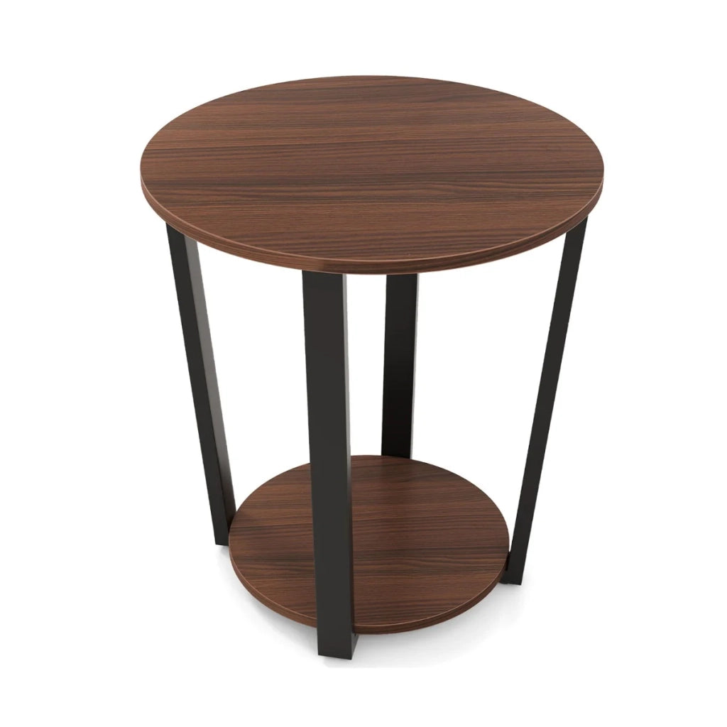 Tavolino rotondo 50 x 56,5 cm versatile stile moderno di metà secolo truciolato e metallo nero 20_0013854