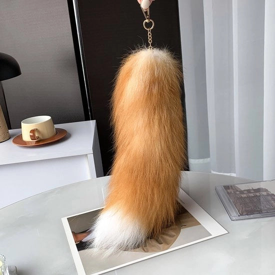 Pelo finto realistico di volpe - 38cm Coda sciolta in pelo finto, portachiavi decorativo per chiavi e borse