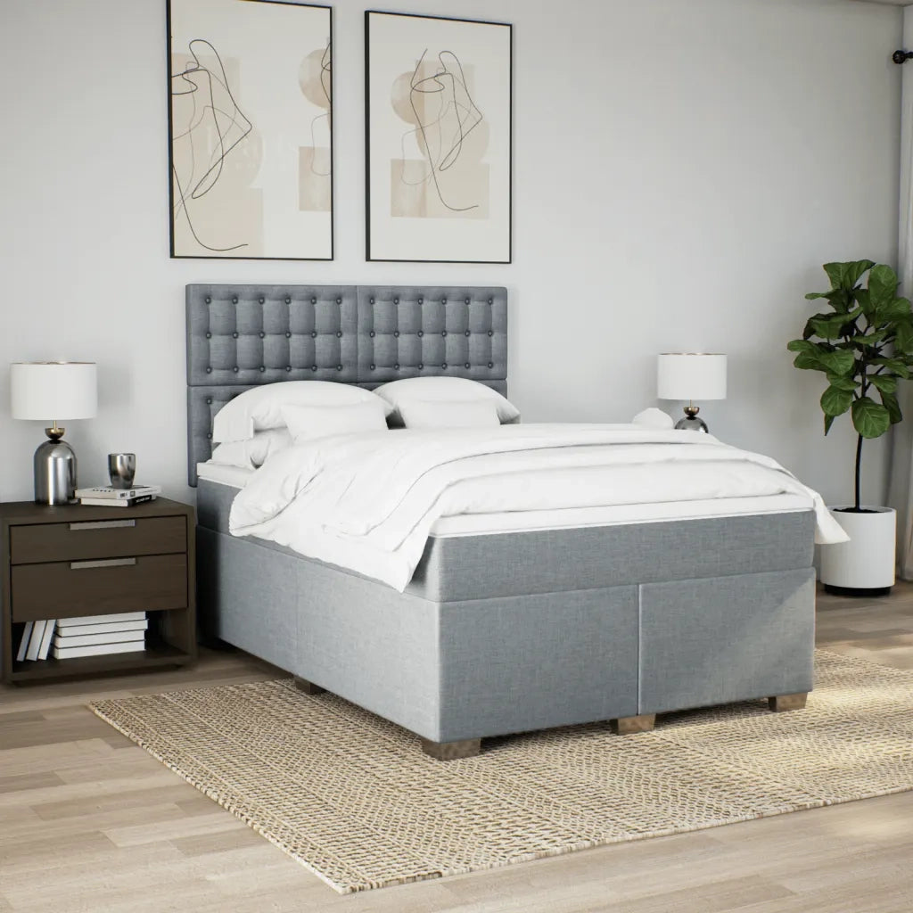 Giroletto a Molle con Materasso Grigio Chiaro 140x190cm Tessuto