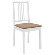Sedie da Pranzo con Cuscini 4 pz Bianche in Legno Massello 247635