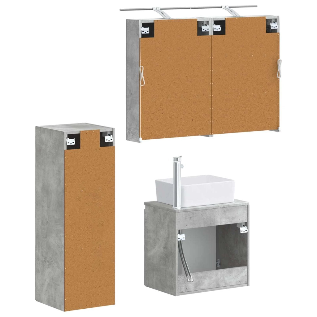 Set di mobili per il bagno 4 pz Grigio Cemento 3407434