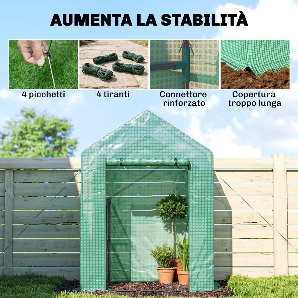Serra da Giardino con Scaffale ¨C Zephmum ¨C Verde 143x73x195 cm