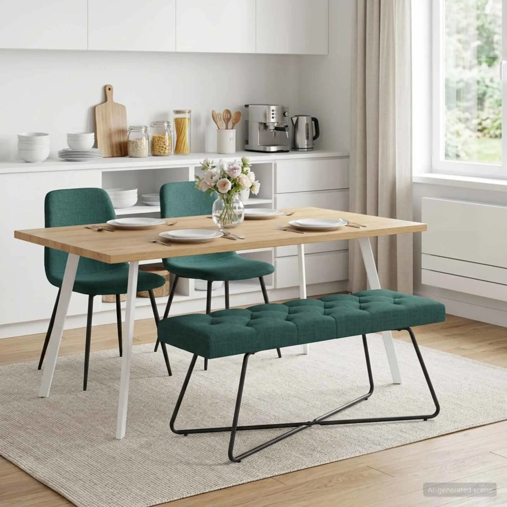 Panchina con bottoni imbottiti Verde Scuro 110 x 40 x 46 cm 42038376
