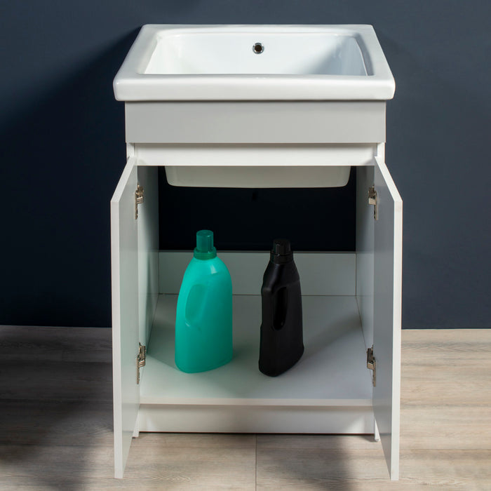 Mobile Lavatoio in Ceramica 2 Ante e Strofinatoio Integrato 60x50x86A cm Olmo Naturale