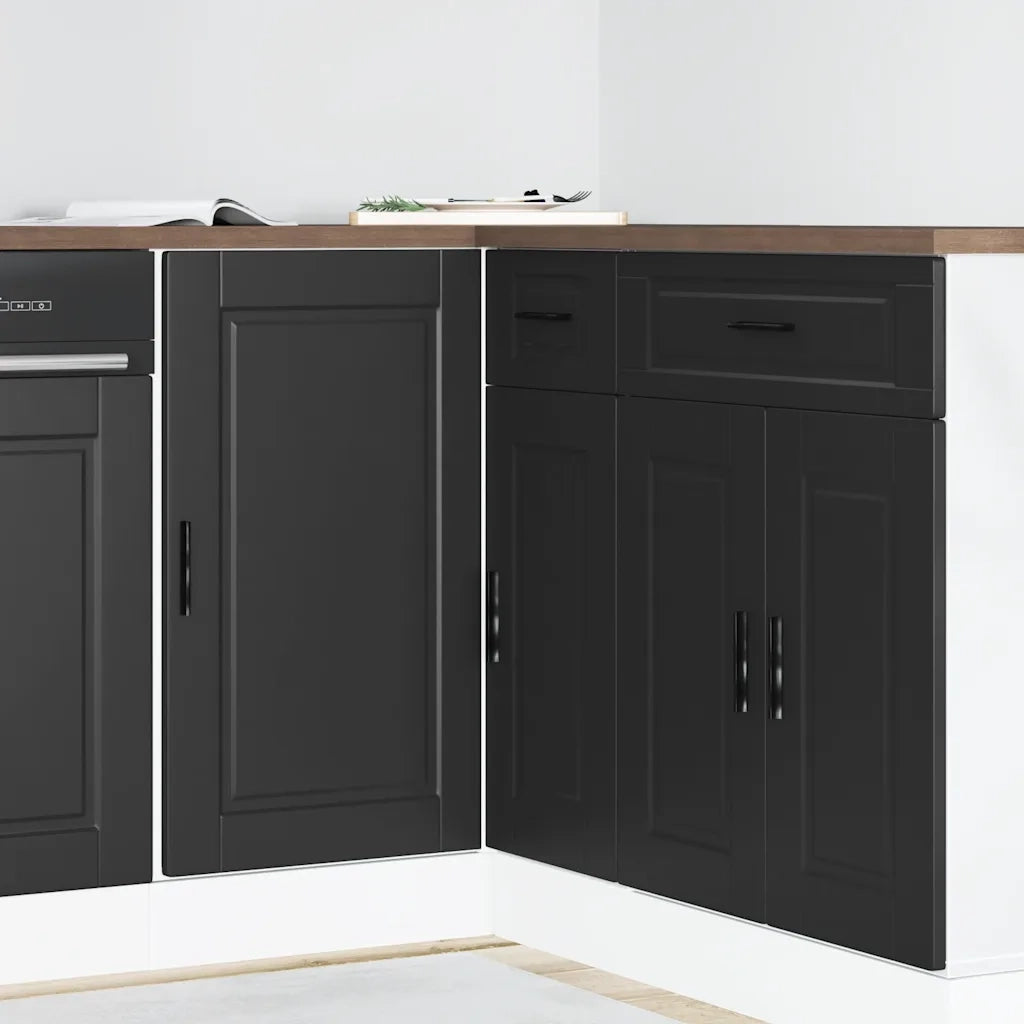 Mobiletto da cucina-Armadio da cucina "Porto" nero in legno ingegnerizzato 138626
