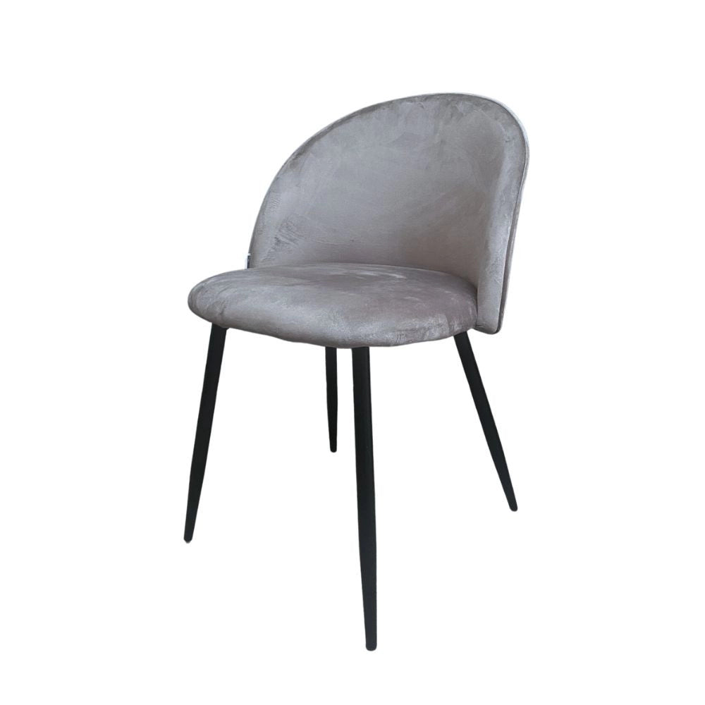 Set 4 Sedia velluto grigio e gambe in metallo nero Despina