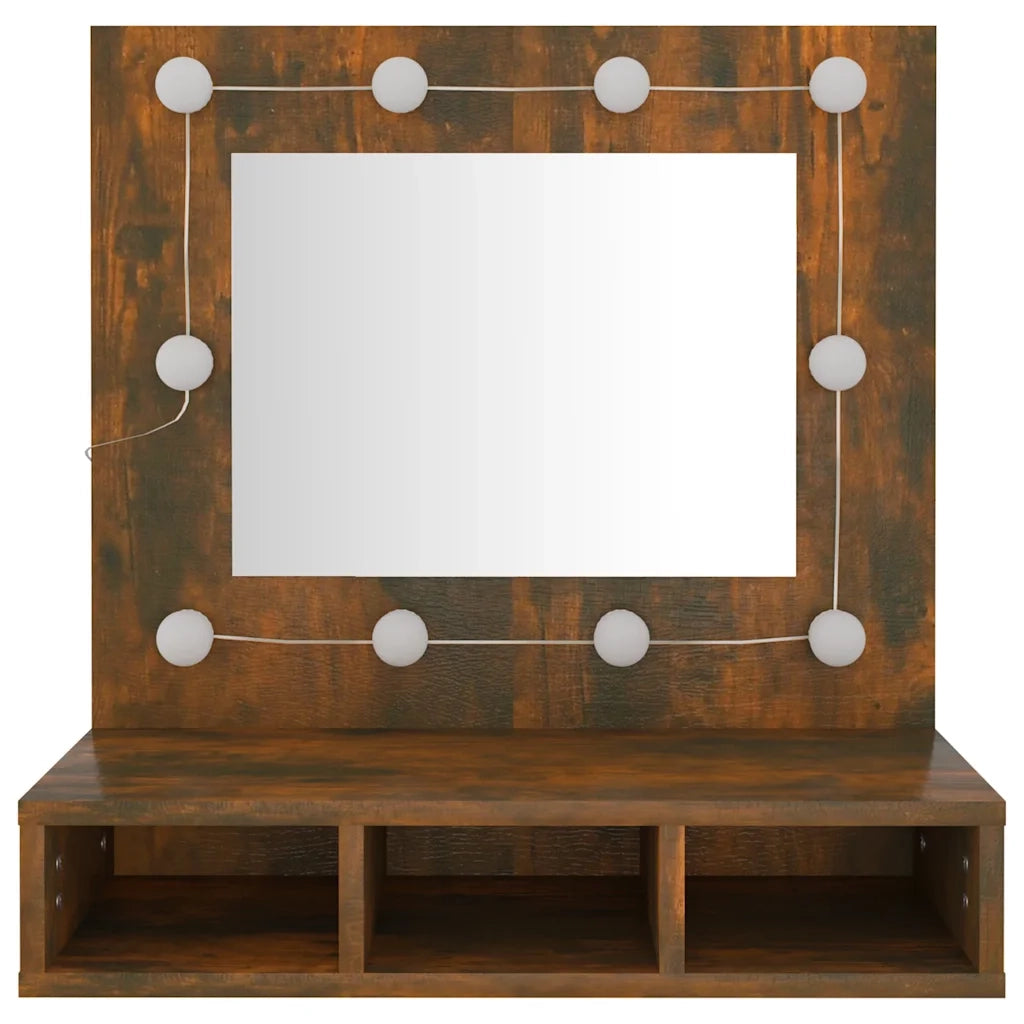 Mobile a Specchio | Armadio da bagno con LED Rovere Fumo 60x31,5x62 cm